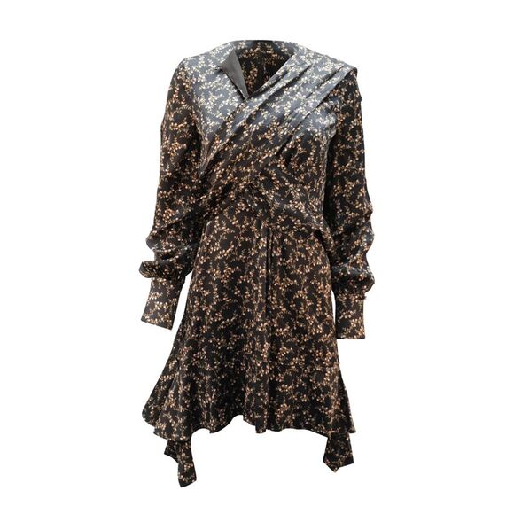 Jonathan Simkhai Floral Print Dress in Black Silk